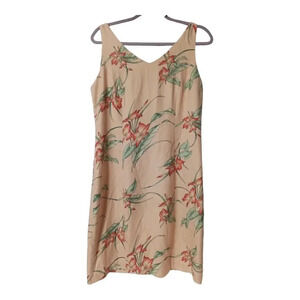 Tommy Bahama Womens Size 12 Peach Floral, Sleeveless, Lined Midi Sheath Dress